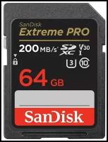 Карта памяти SanDisk SDXC 64 ГБ Class 10, V30, A1, UHS-I U3, 1 шт, черный