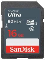 Карта памяти SanDisk SDHC 16 ГБ Class 10, V10, A1, UHS-I U1, R 80 МБ/с, 1 шт., разноцветный