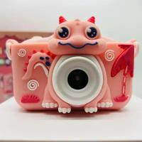 Детский фотоаппарат Динозавр 48 Мп ударопрочный 850 mAh высокого качества со встроенной памятью, фотоаппарат для детей с играми и селфи, розовый, подарок для девочки