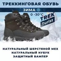 Зимние Ботинки для треккинга подростковые женские TREK Turist натуральный нубук Коричневый (шерст.мех) Треккинговые ботинки женские