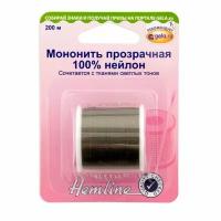 Мононить прозрачная, 200 м 200 м прозрачный черный 0,12 мм HEMLINE 241