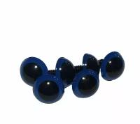 Глазки для игрушек, винтовые с заглушками, диаметр 14 мм,6 штук, 3 пары, синего цвета
