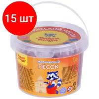 Комплект 15 шт, Песок для лепки Мульти-Пульти "Магический песок", малиновый, 500г, 2 формочки