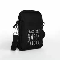 Сумка молодёжная на длинном ремне "Black is my happy color"