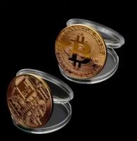 Биткоин сувенирная монета, цвет бронза