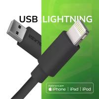 Кабель для зарядки USB - Lightning для Apple Iphone, WALKER, С110, 2.1 А, 1м, зарядной провод питания, шнур для питания телефона, смартфона, черный