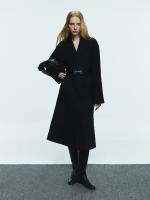 Zarina Пальто с поясом, цвет Черный, размер XL (RU 50), 4123717117-50