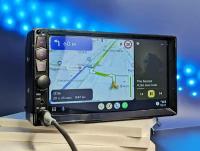 Магнитола 2 Din 7 дюймов с Bluetooth, AUX, CarPlay USB с Сенсорным экраном 7 дюймов MP5 с крутилкой звука и пульт на руль