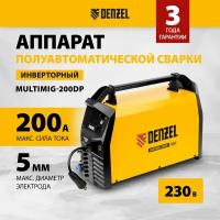 Аппарат инвертор. полуавтомат. сварки Denzel MultiMIG-200DP Synergy Double Pulse 200 А, ПВ 80% 94313