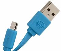 Кабель - провод для зарядки смартфона и других устройств, плоский USB 2,0 / Micro USB, синий