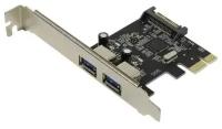 ORIENT AM-3U2PE, Контроллер PCI-Ex1, USB 3.0 2-port ext, ASM1042 chipset, разъем доп. питания, oem (31149)