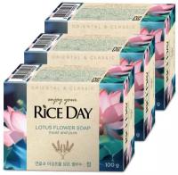 Lion Мыло туалетное с экстрактом лотоса, "Riceday", 100 г, 3 штуки