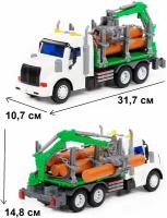 Автомобиль-лесовоз "Профи" инерционный (со светом и звуком) зелёный