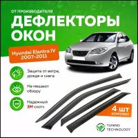 Дефлекторы боковых окон Hyundai Elantra 4 (Хендай Элантра) седан 2007-2011, ветровики на двери автомобиля, ТТ