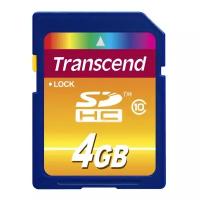 Карта памяти Transcend SDHC 4 ГБ Class 10, V10, A1, UHS-I U1, 1 шт., черный