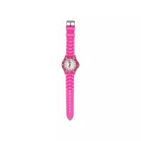 Часы наручные женские Радуга 208 розовые белый циферблат. Легкие кварцевые часы на мягком силиконовом ремешке