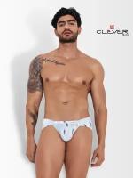 Мужские трусы брифы серые с принтом Clever Moda HALO LATIN BRIEF 122112 L (48)