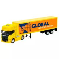 Трейлер Welly Scania V8 (68021S) 1:64, 25 см, желтый