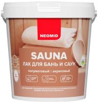 Лак для Бань и Саун Neomid Sauna 1л Акриловый, Сохраняет Натуральный Запах Древесины / Неомид Сауна